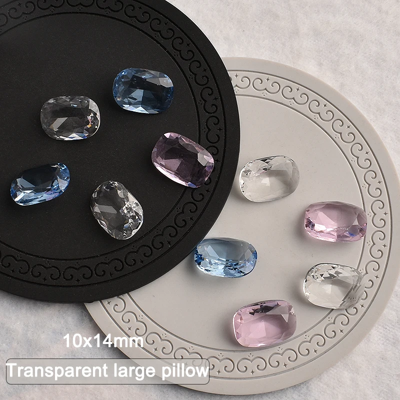 10x14mm Large Pointed Bottom Transparent Pillow Nail Art Rhinestone K9 Glass Oval 3D Fingernail DIY Accessories 20/50PCS