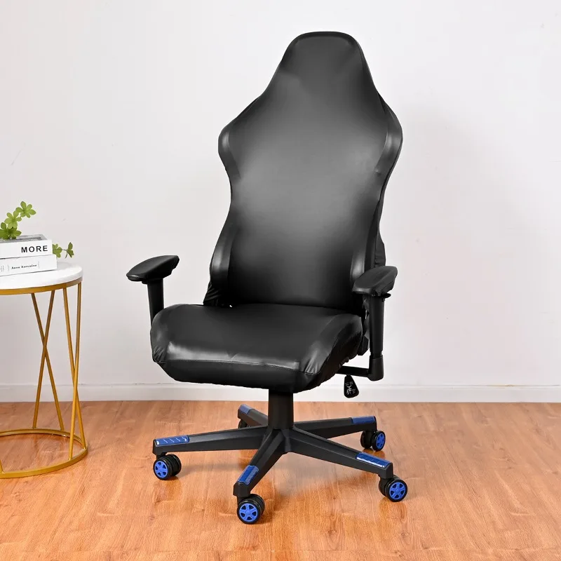 

PU Leather Non-slip Game Chair Cover Simple Solid Color Elastic Office Chair Cover Waterproof Dustproof Armchair Cover