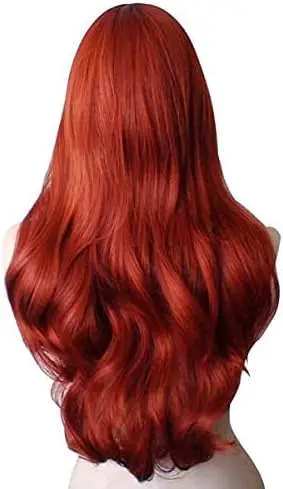 Parrucca da donna Cosplay di Halloween rossa in rame ondulato lungo di coniglio Jessica parrucca rossa sirenetta principessa Ariel