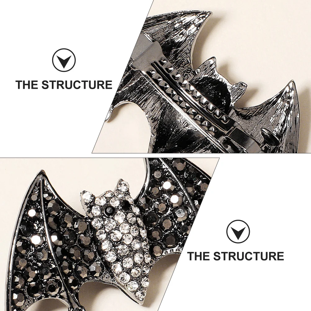 

1pcs Rhinestone Hair Clips Bat Wing Design Halloween Hairpin Alloy Gothic Hair Accessories Party Supply Duckbill Clip Festival