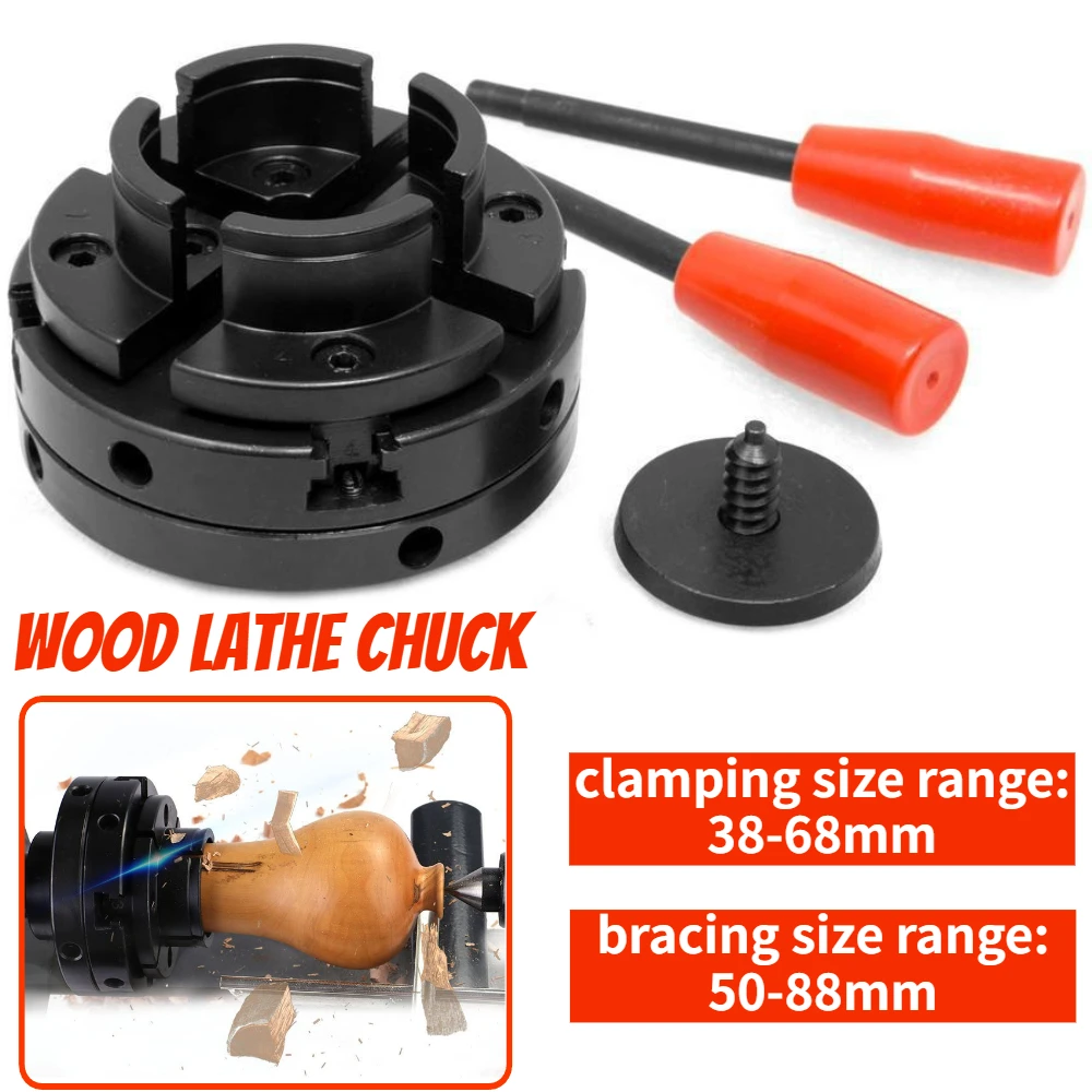 4 Inch Wood Lathe Chuck Set with Big Round Jaws1