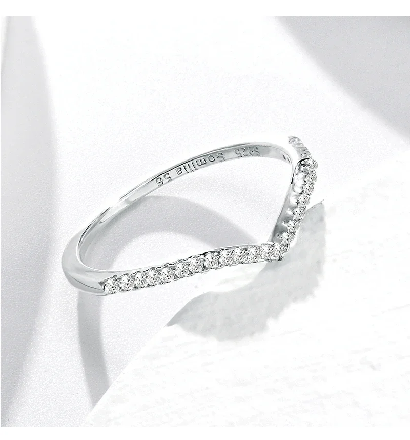 SOMILIA Schlichter Stil 925 Sterling Silber Ehering für Frauen Mini Zirkonia Feiner Schmuck Größe 6/7/8/9/10 Bestseller 4002 – Detail 2