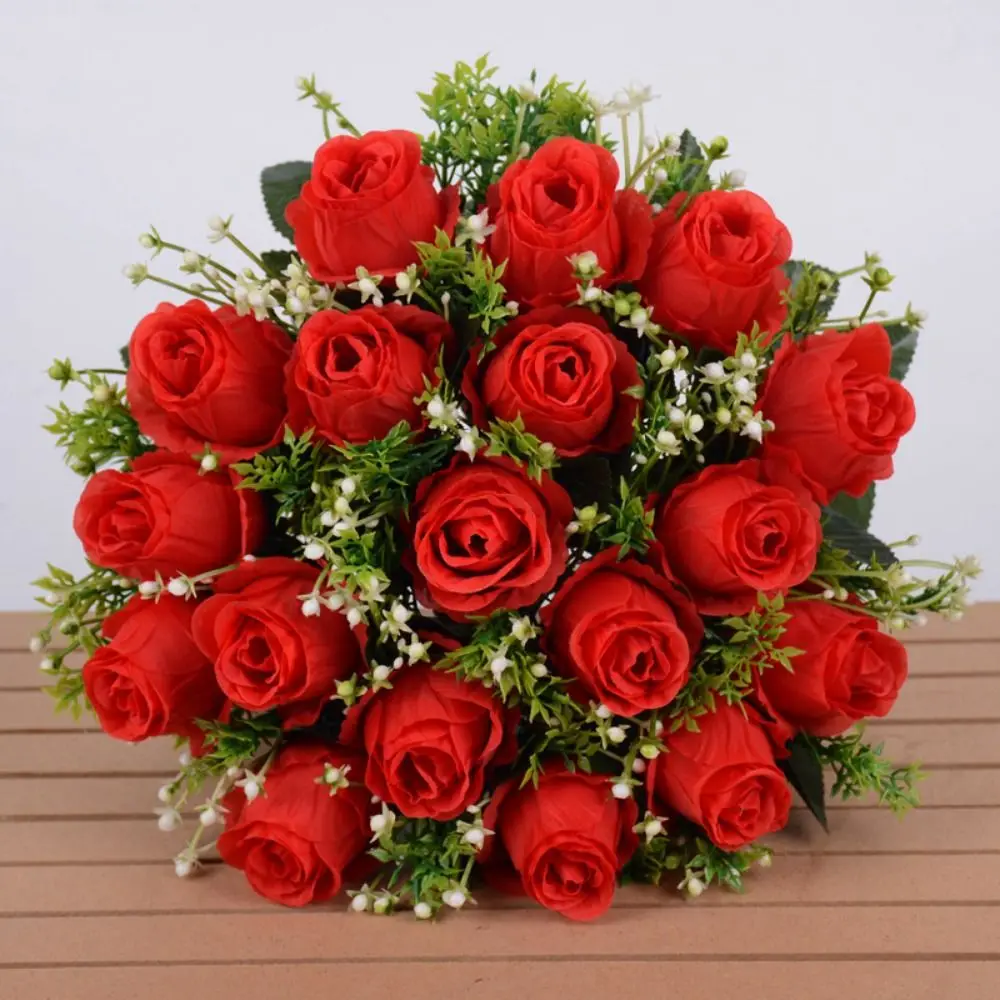 18 Köpfe Echte Glückliche Blume Mini Fotografie Foto Geschenk Valentinstag Blumen 10 Farben Natürliche Simulierte Rose Heimdekoration – Detail 8