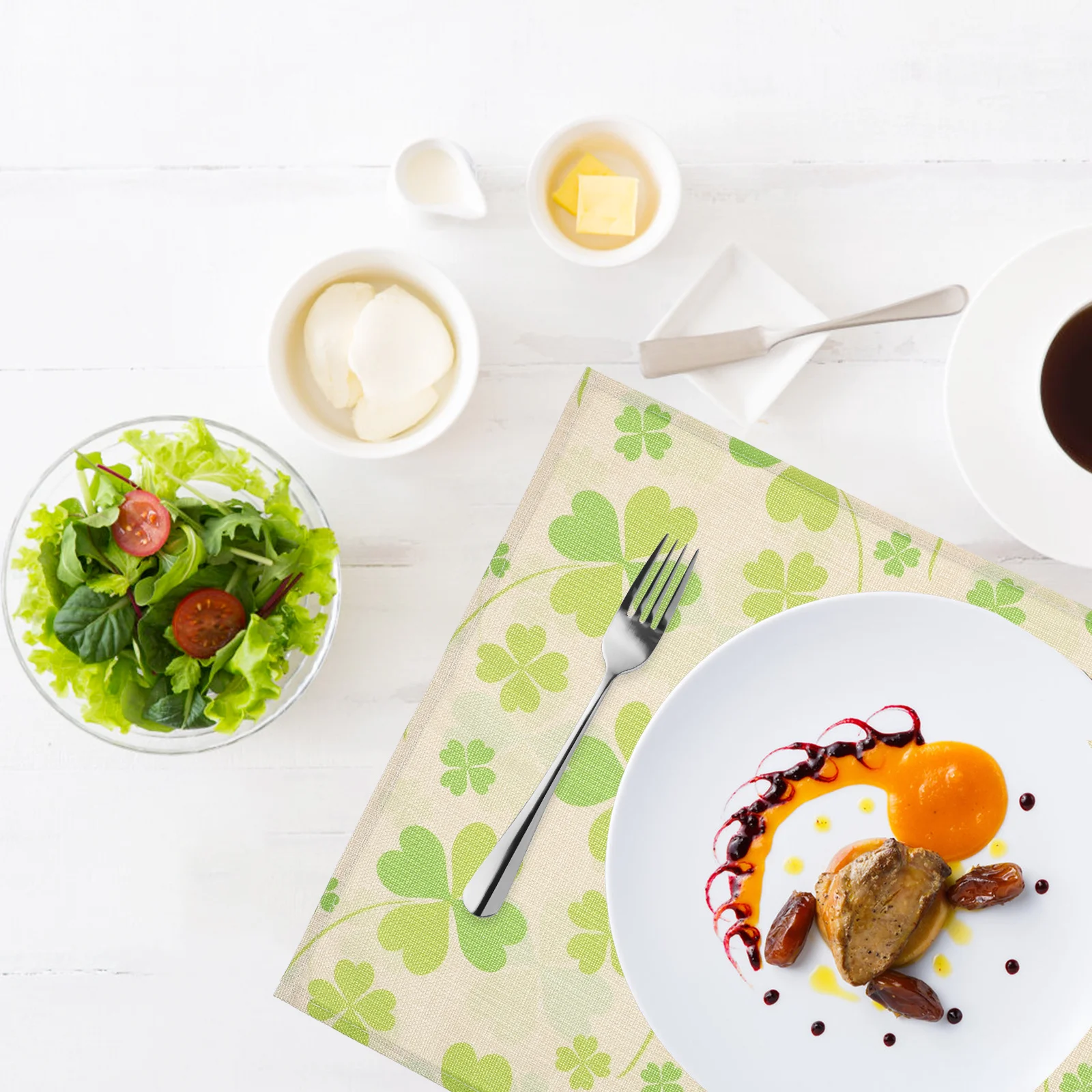 4 قطع شامروك الجدول حصيرة مجموعة سانت باتريك يوم ديكور قابلة لإعادة الاستخدام المفارش للمنزل حفلة نزهة الجدول الديكور