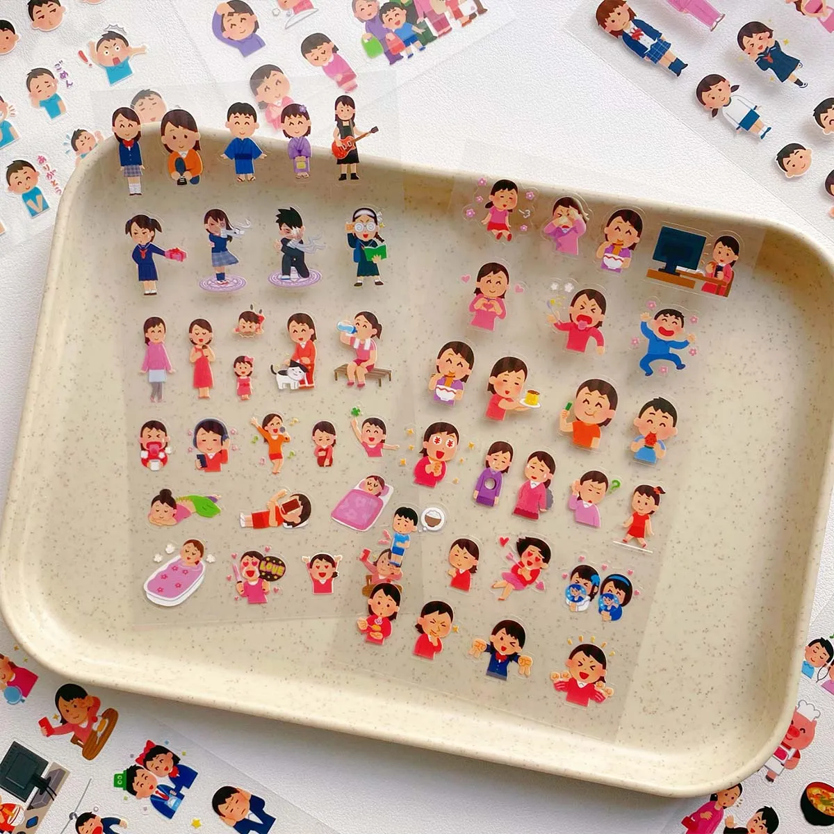 10 sheets Die-Cut Stickers for Scrapbooking Cute Cartoon Transparent Stationery Stickers Journal Decor Creative Collage