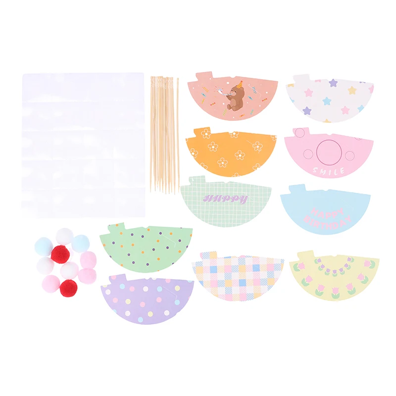 10pc/Set Diy Mini Hat Baking Cake Topper Baking Insert 1:12 Dollhouse Miniature Hat Bear Birthday Cap Hairball Christmas Hat view 3
