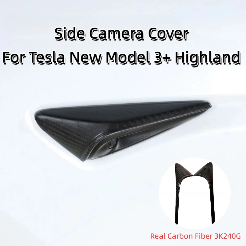 

For Tesla New Model 3+ HW4.0 Highland 2024 Side Camera Cover Real Carbon Fiber 3K240G Leaf Board Sticker Decoration Accessories