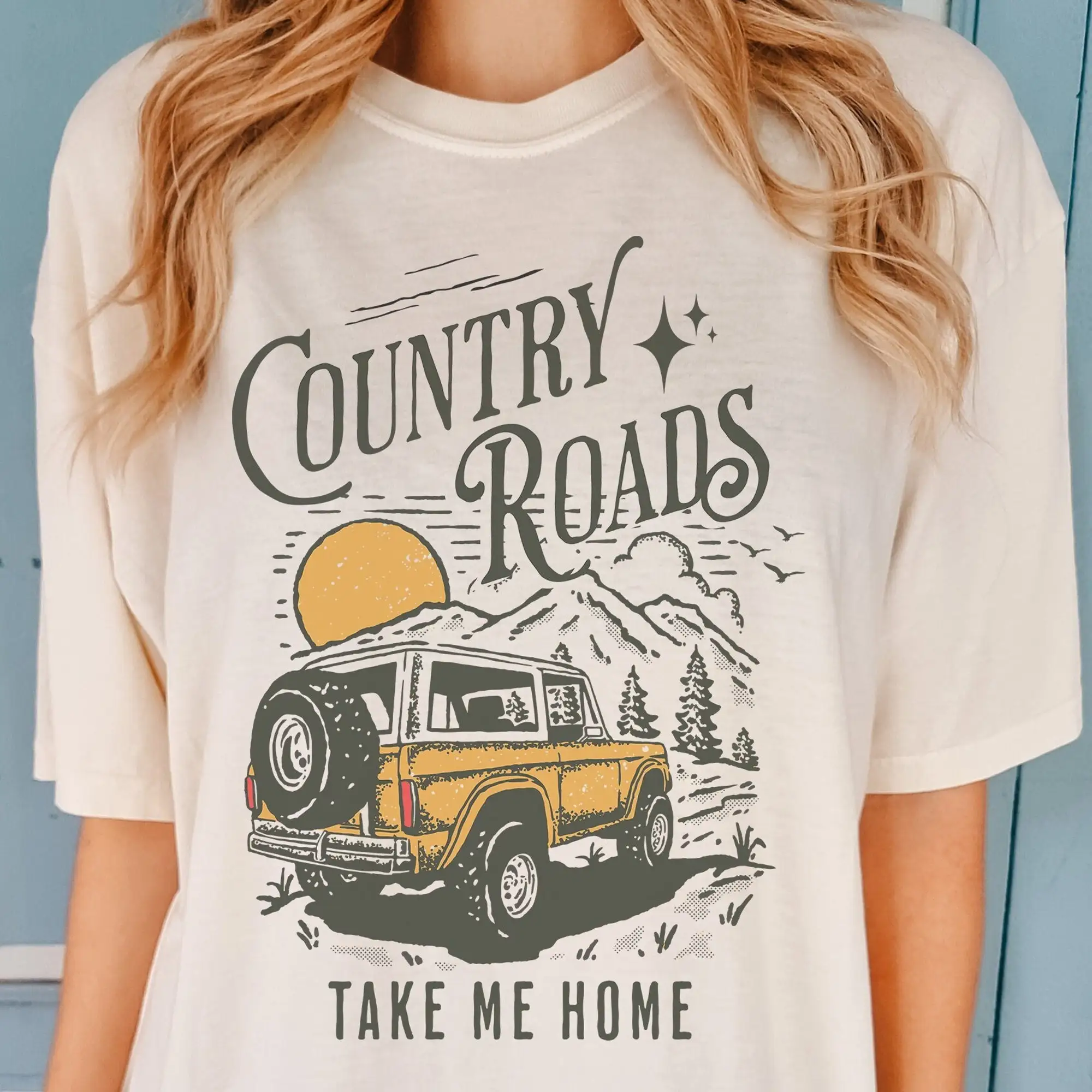 Рубашка с длинным или коротким рукавом в стиле бохо, удобная цветная футболка с принтом «загородные дороги», «Take Me Home», Джон Денвер, винтажная музыка, Нэшвилл