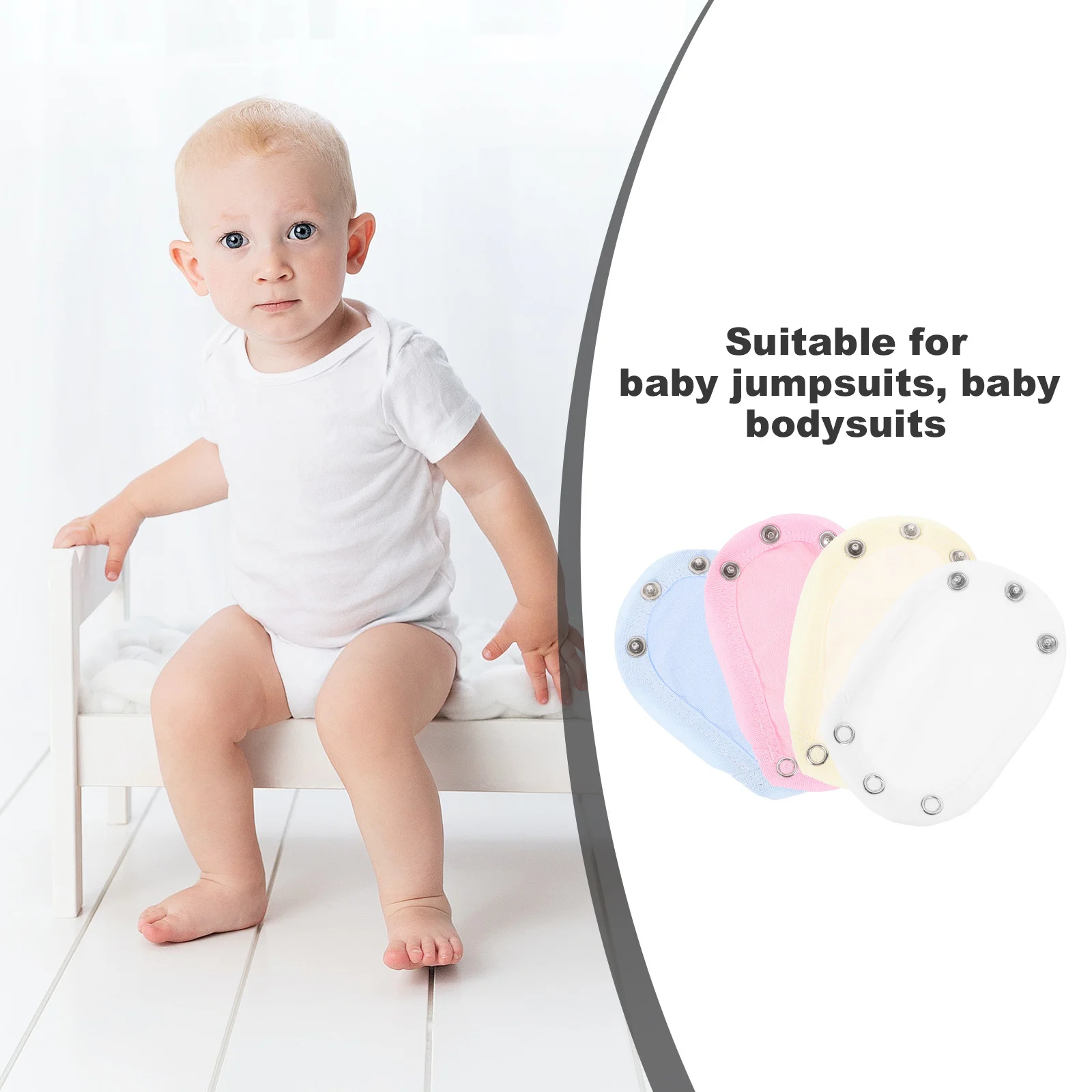 

4Pcs Cotton Jumpsuit Extender for Baby Bodysuit Snap Closure Comfortable Stretchable Growth Adjustable Bodysuit Extenders Snap