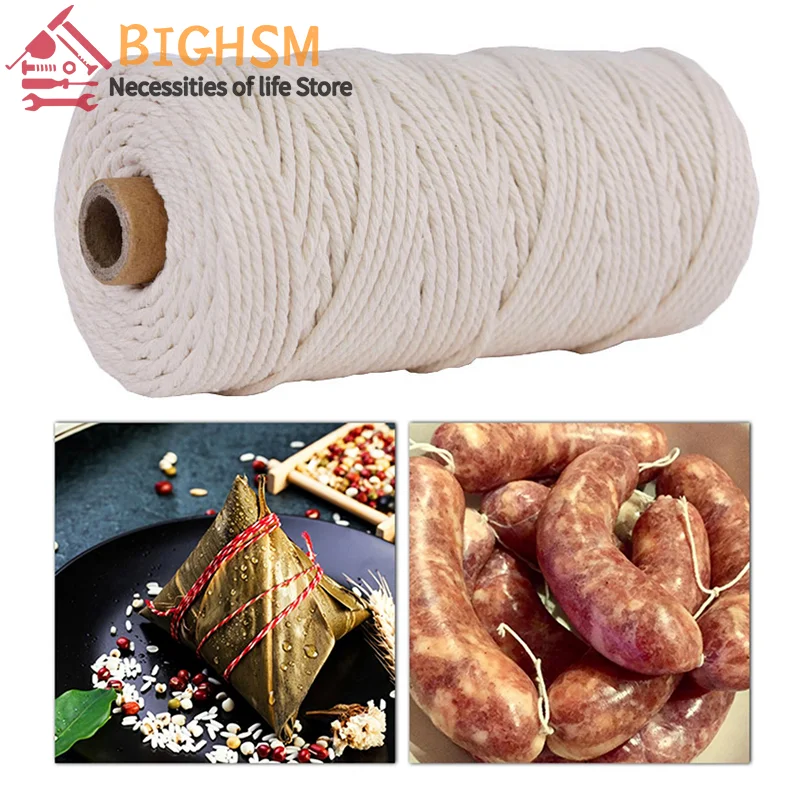 2mm Thick Butchers String Cotton Twine Meat Prep Trussing Turkey Barbecue Strings Meat Sausage Tie Rope Cord 100 Meters