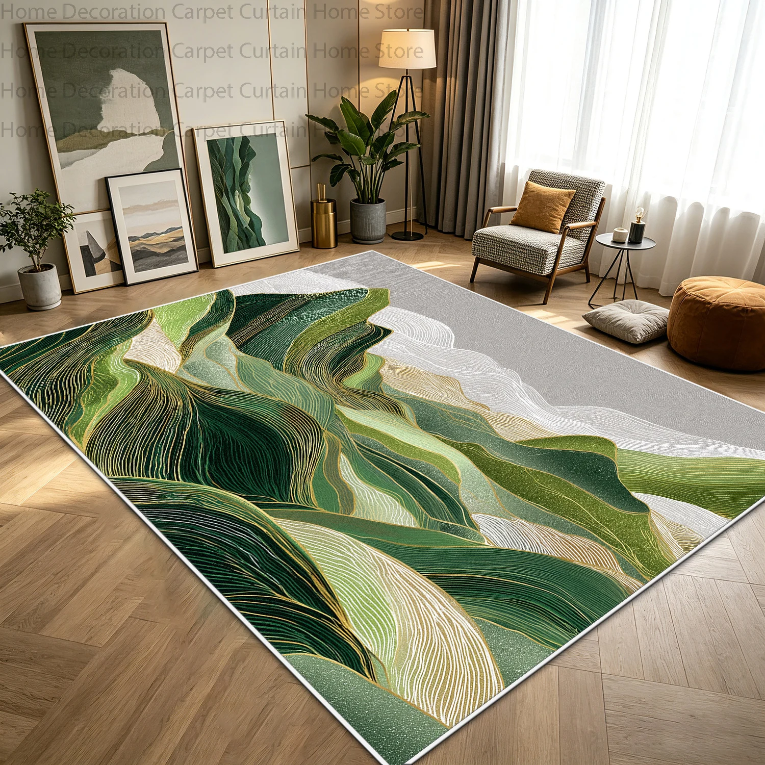 Minimalism Abstract Green Carpet for Living Room Lounge Large Area Rug Soft Anti-slip Washable Bedroom Dining Table Floor Mat