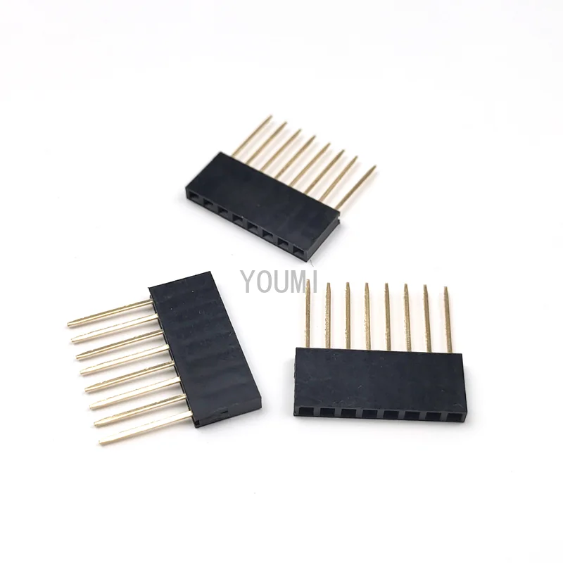 10PCS 2.54mm Single Row Female Long Pins 11mm Breakaway PCB Board Pin Header Socket Connector 1*2/3/4/5/6/8/10/15Pin for Arduino