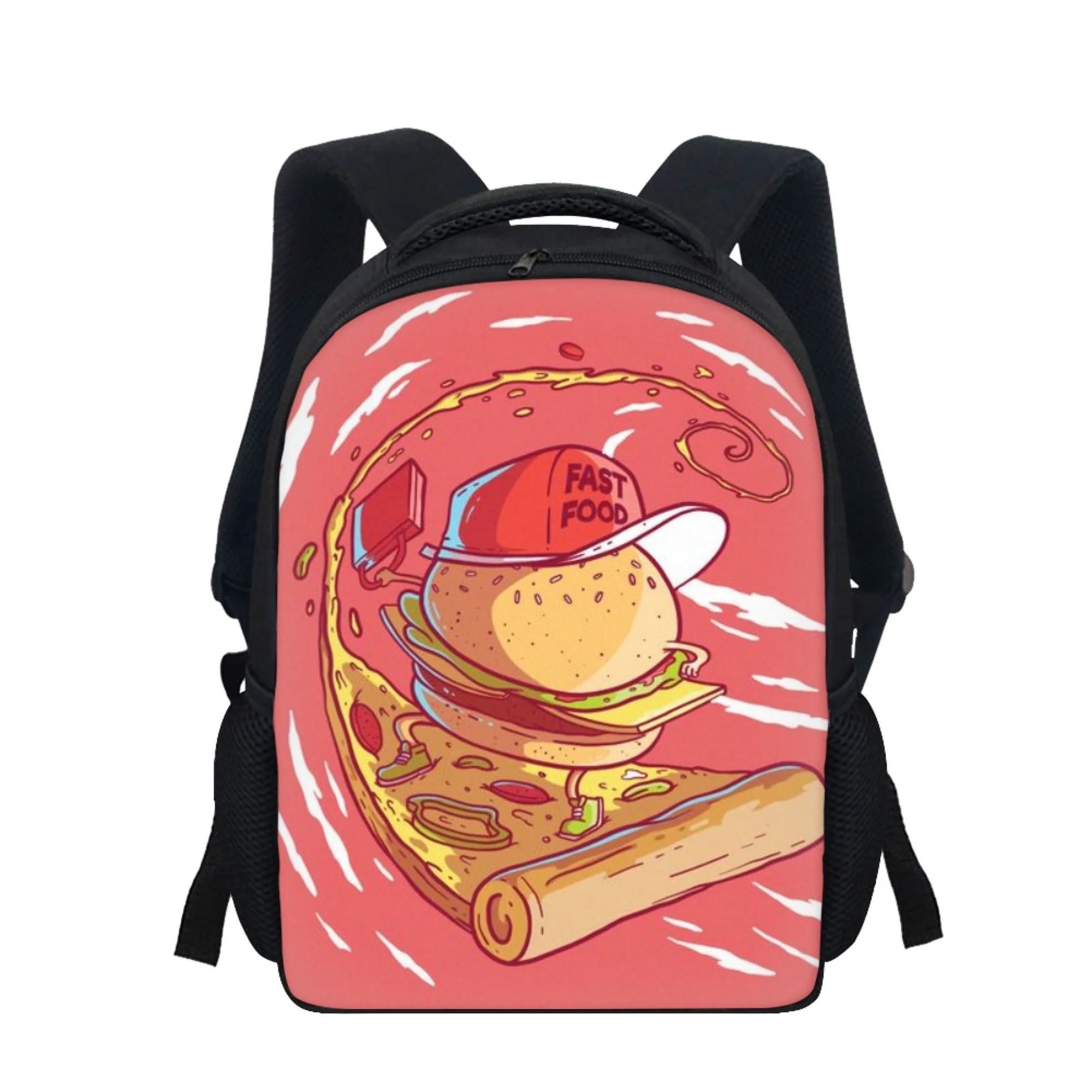 3D Impresso Hamburger Schoolbag para criança, Cartoon Surprise Gift, Design personalizado, Cool Boy Fashion, Mochila Graffiti