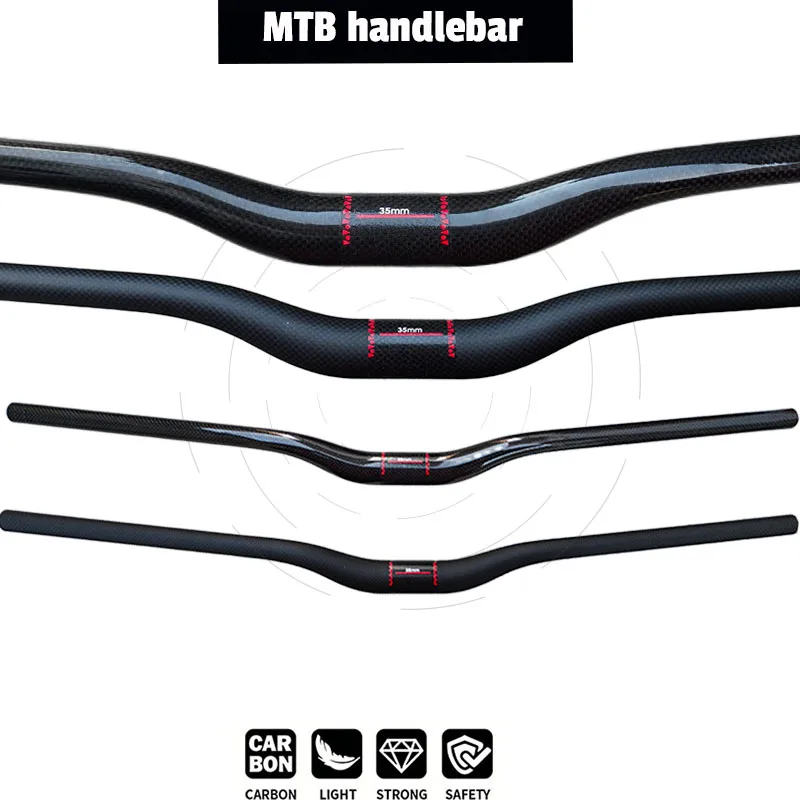 

MTB 3K Full Carbon Fiber Handlebar, Swallowtail Shape, 9° Back Swept, Matte/Glossy Finish, 35*660-800mm, Mountain Bike Handlebar