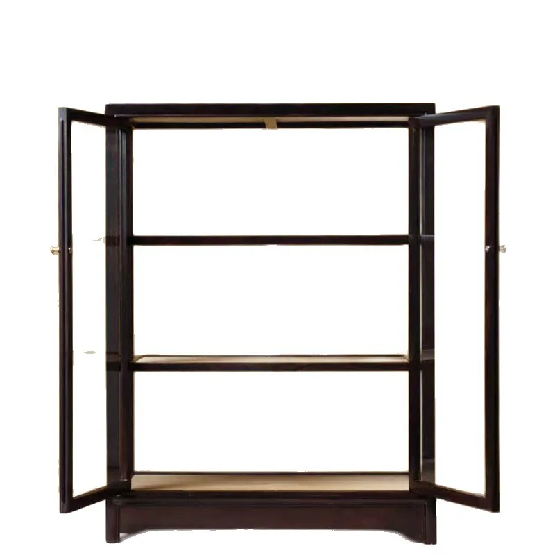 

Single plate glass storage cabinet All solid wood display cabinet Shelf desktop tenon and mortise storage cabinet