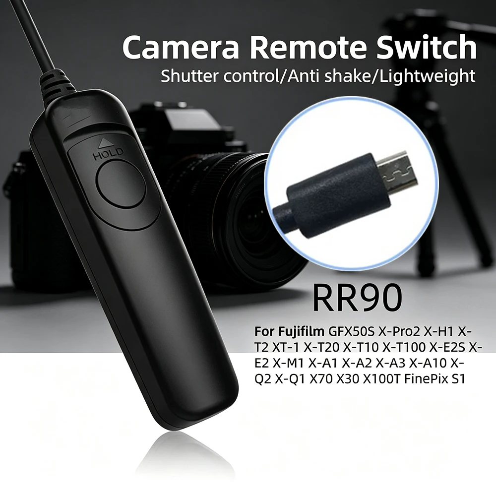 RR90 Shutter Release Remote Switch Cable For Fuji GFX50S X-T20 X-T2 X-T1 X-Pro2 X100T X-H1 X-T10 X-E2S X-E2 Camera Trigger Cord
