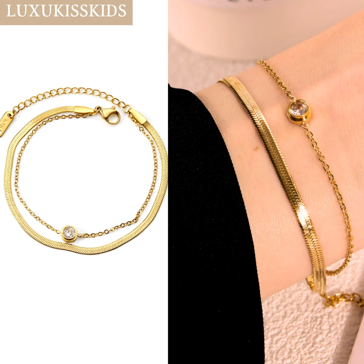 LUXUKISSKIDS Boho Women Premium Bracelets Stainless Steel Y2K Accessories Chunky Golden Aesthetic Jewelry On Wrist Girls Gifts