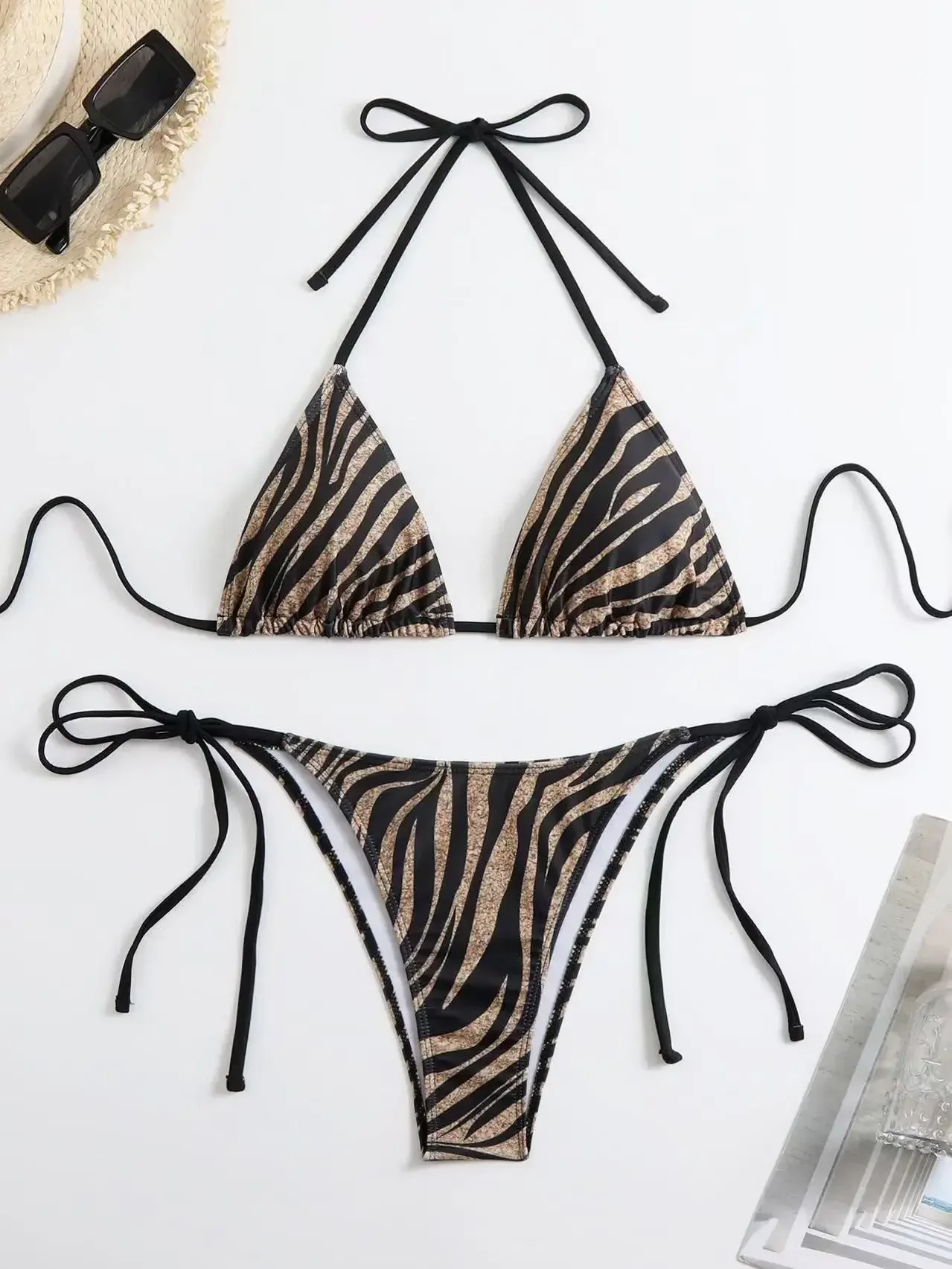 Sexy Striped Micro Bikini 2025 Trend Women Swimsuit Female Halter Swimwear Thong Bikinis Set Two-piece Beachwear Bathing Suit