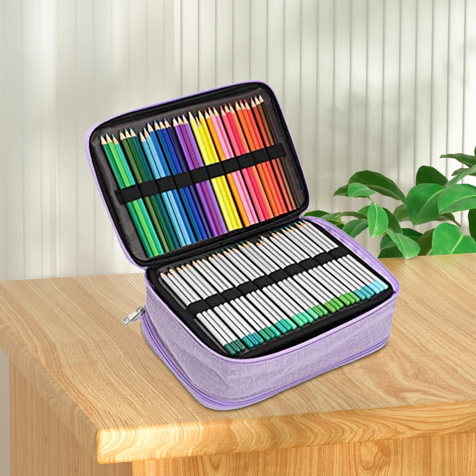 Imagem -02 - Grande Lápis Colorido Organizador com Zíper Camada Bolsa Cases Material Escolar Estudante Artista 300 Slots