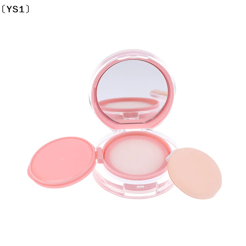 〔YS1〕Mini Caixa Rosa Vazia para Base Líquida com Espelho e Esponja para BB Cream, Recipiente Cosmético, Estojo de Maquiagem, Cuidados com a Pele