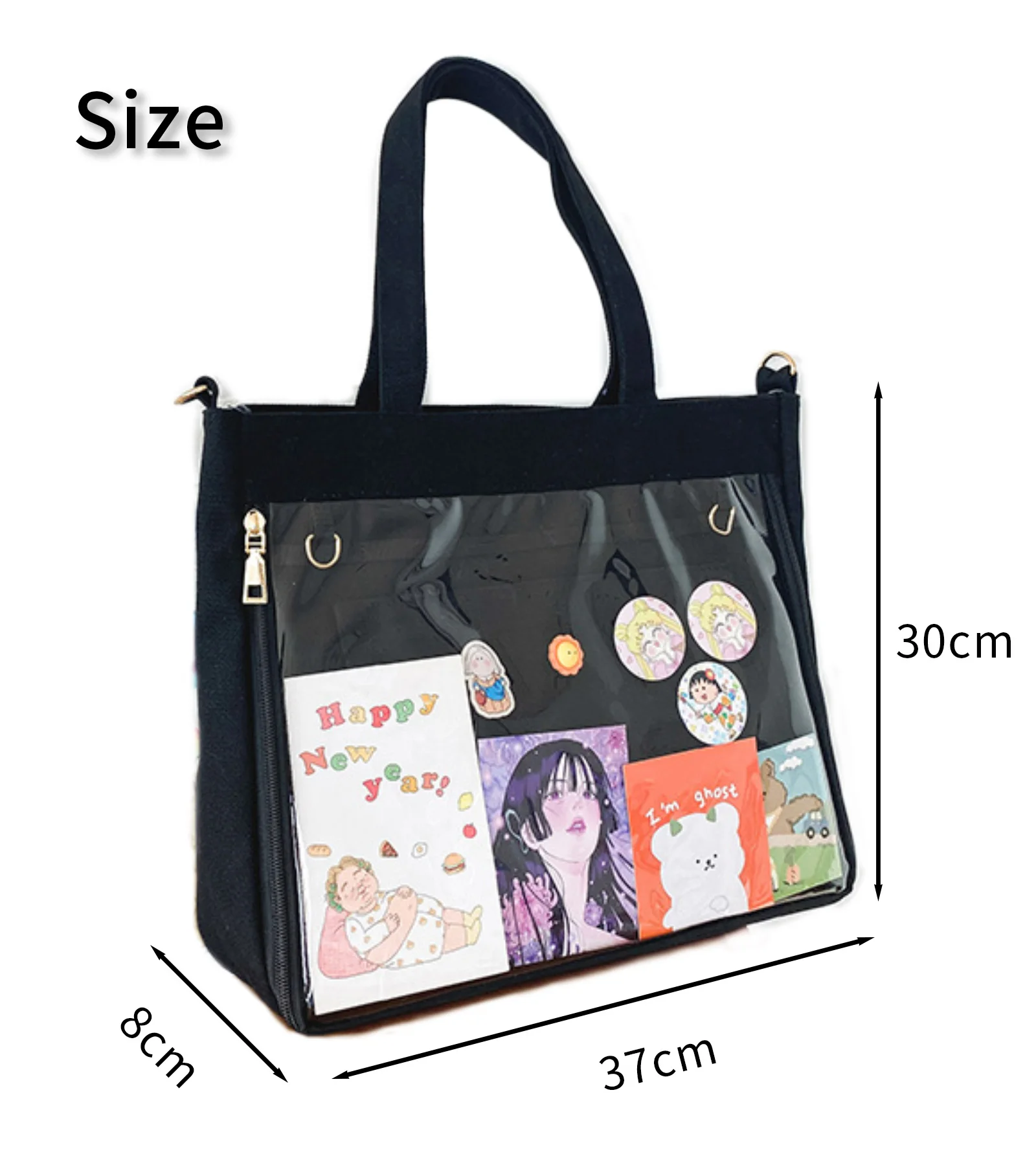 Ita Bolso grande de hombro, bolsa de lona de PVC transparente para Cosplay, bandolera para niña