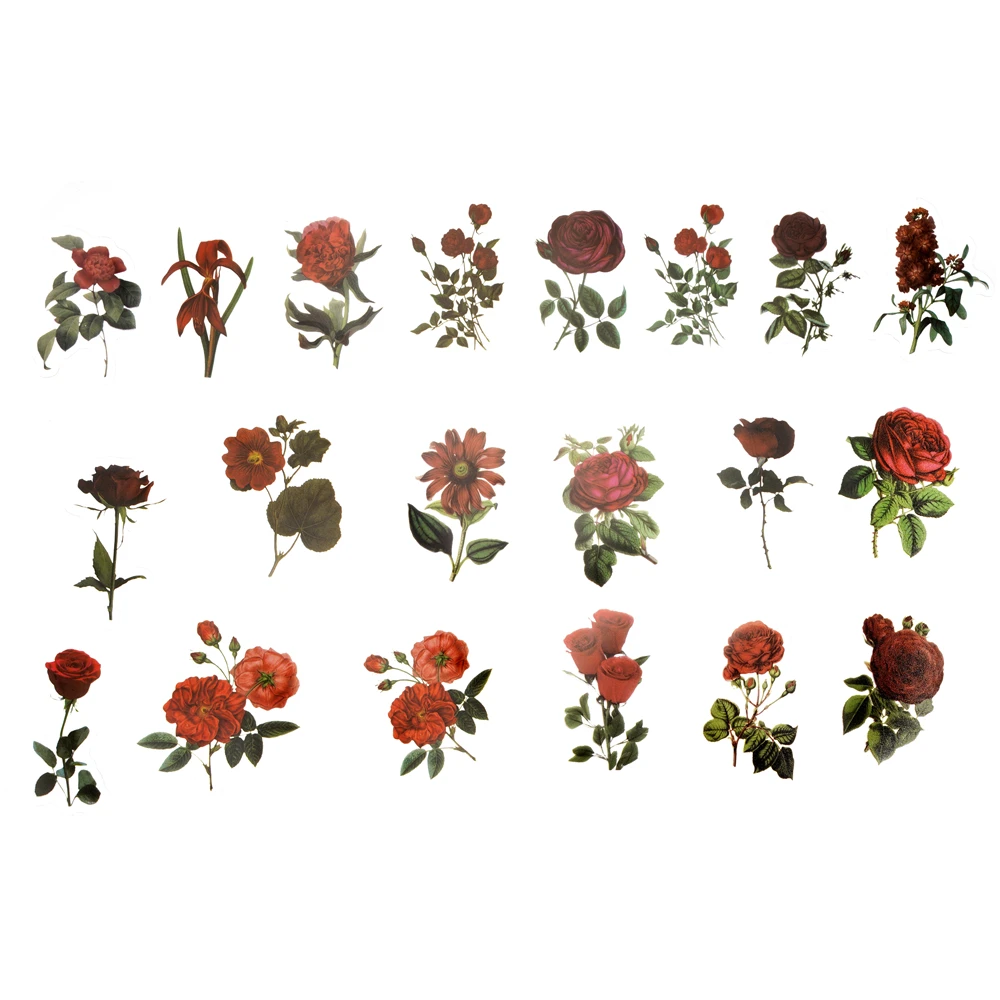 40Pcs/Set Flower plant PET Sticker Multi Art Decals For DIY Album Book Epoxy Resin Craft Making Filling Decor