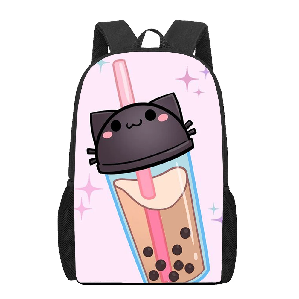 Simpatico cartone animato Bubble Milk Tea pattern sacchetto di scuola per ragazza adolescente zaino per bambini primari Bookbags zaino per l'asilo per bambini