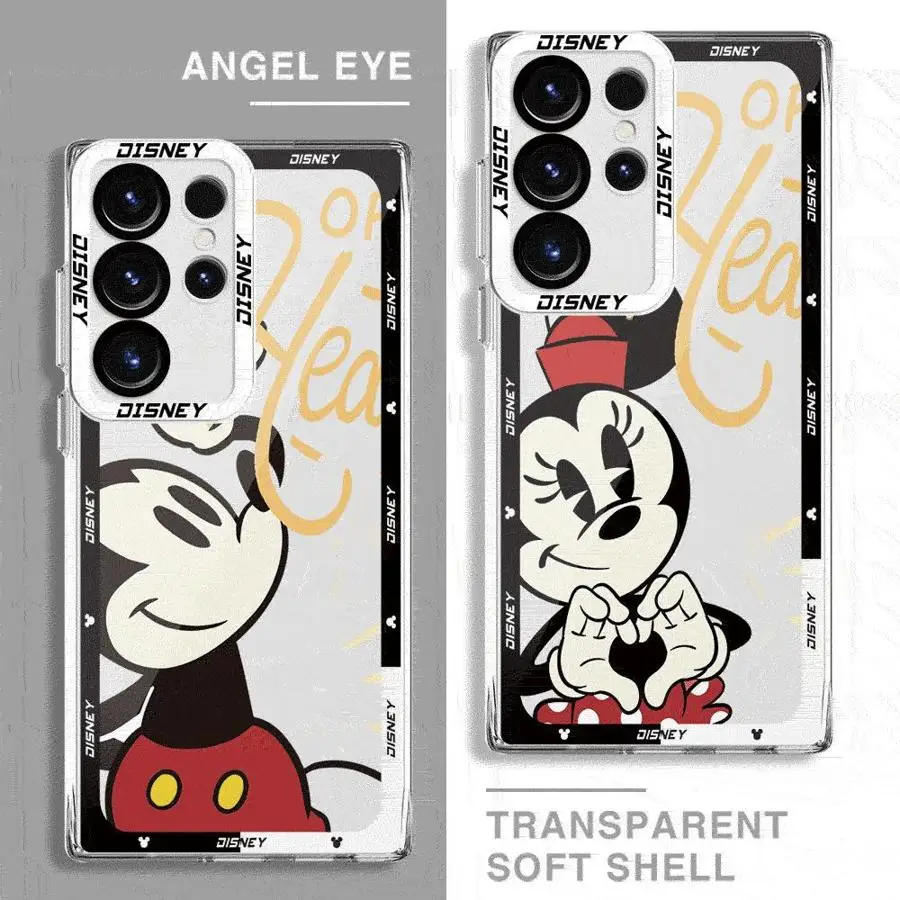 

Disney Mickey Minnie Love Phone Case for Samsung Galaxy S24 Ultra Note20 S21 S23 FE S22 Plus S20 FE Clear Silicone Coque Back
