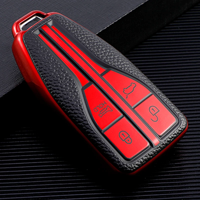 Leather TPU Car Key Case Cover For Hongqi HS5 H5 H9 HS7 H7 L5 HS3 L9 Keyless Protect Shell Fob Skin Holder Keychain Accessories