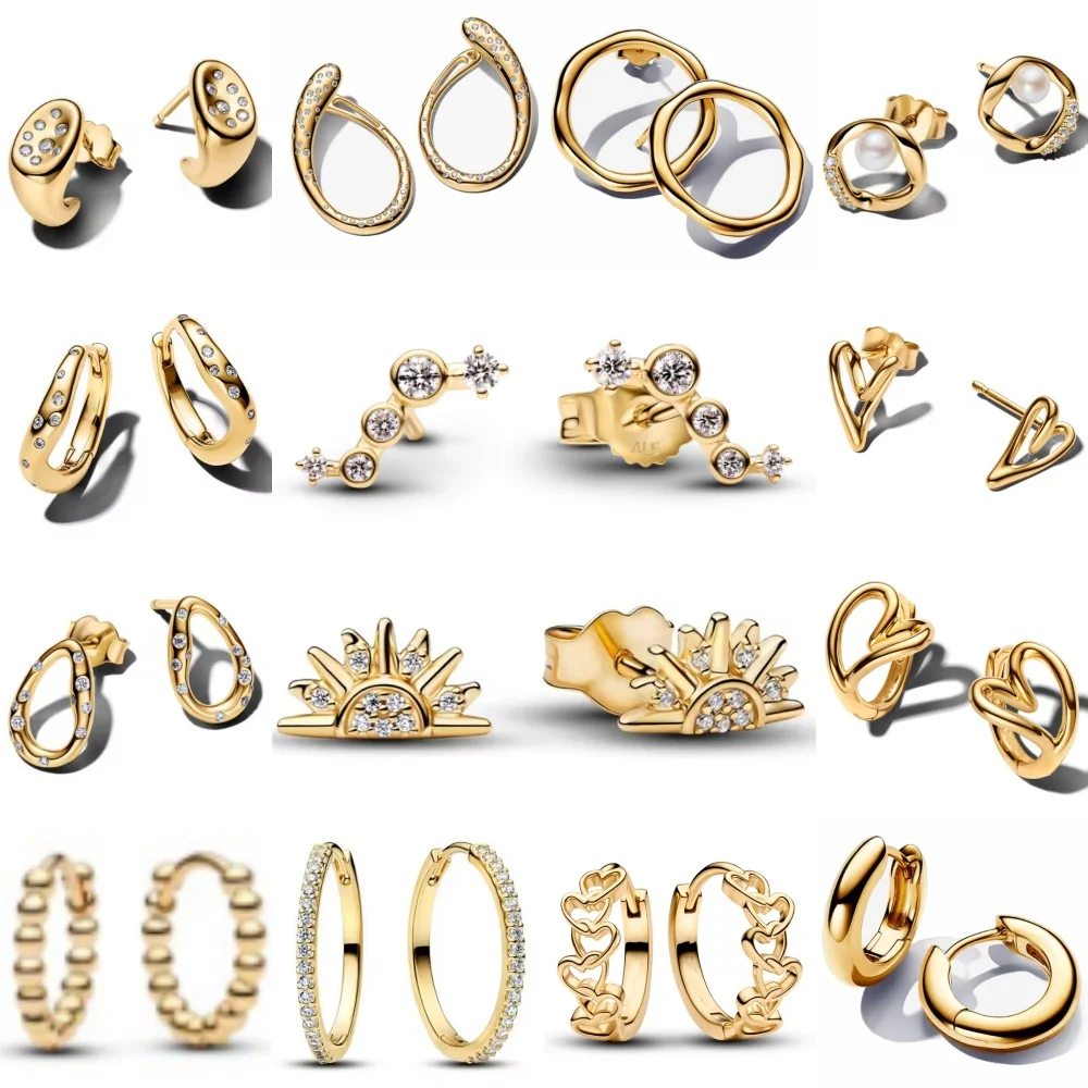 925 Silver Earrings For Women Trendy Zircon Sun Shaped Ear Buckles, Irregular Geometric Pearl Hoop Earrings Daily Fine Jewelry