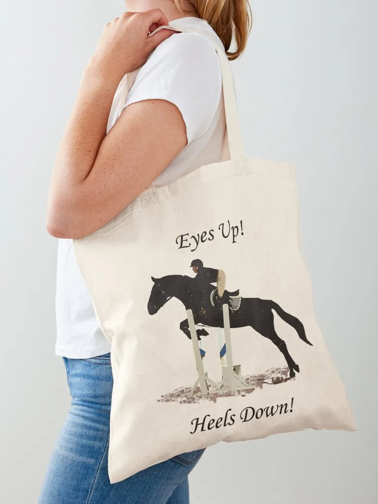 Equestrian Eyes Up, Heels Down. Horse Jumping, Hunter,Jumper Tote Bag shopping trolley bag Cloth bag tote screen