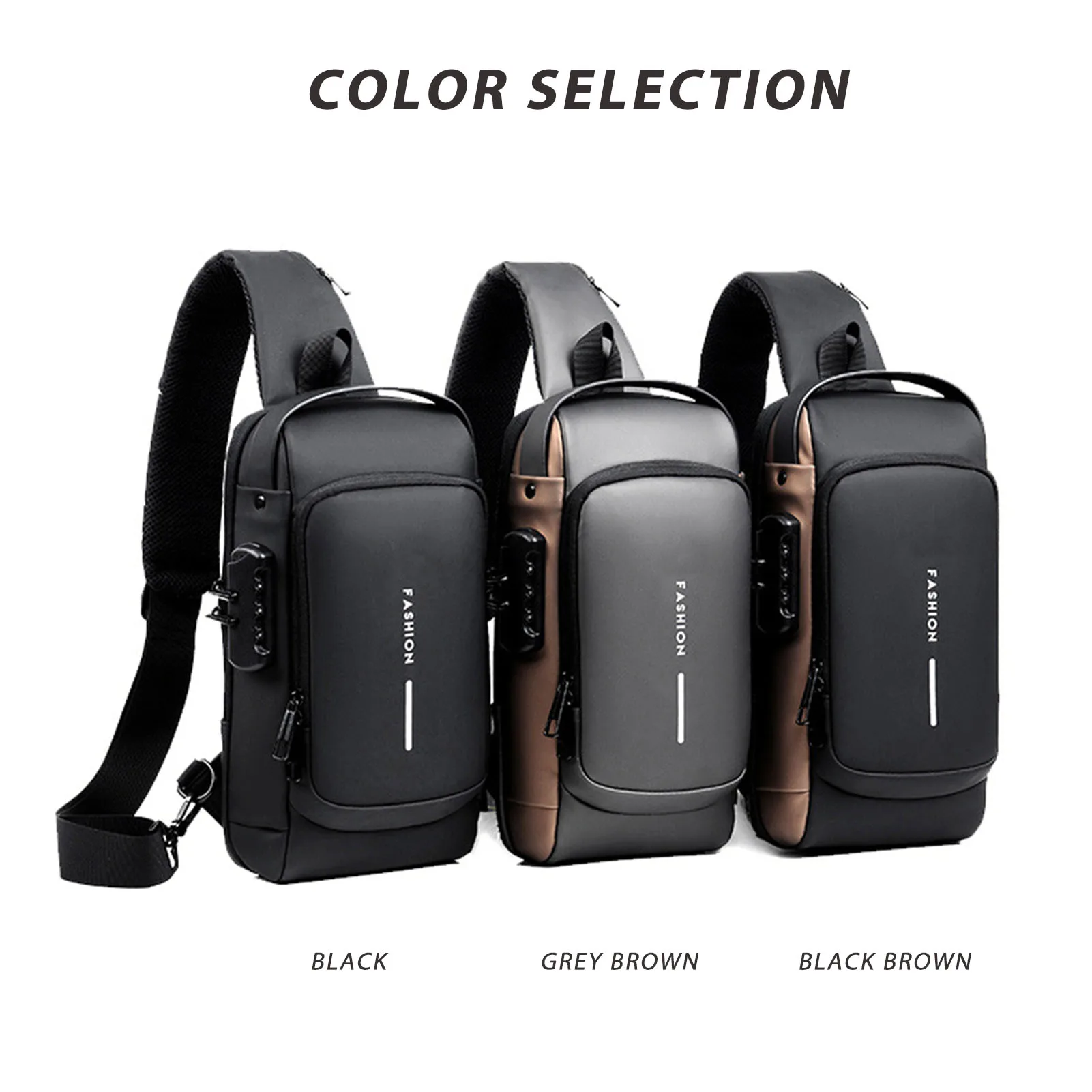 Outdoors Travel Sport Shoulder Bag Large Capacity Adjustable Usb Charging With Password Lock Anti-Theft Chest Bag For Male Women