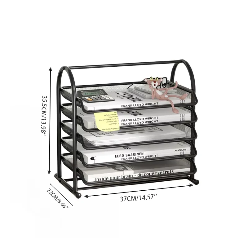Thickened Desktop File Organizer Rack, Smooth Edge Book & Document Holder Stand for Office Supplies, Desk Storage Tray view 6