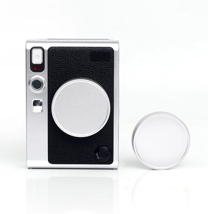 For Instax Mini Evo Metal Front Lens Cap Lens Cover Silver Dustproof Scratch-Resistant Aluminium Alloy Camera Lens Shell
