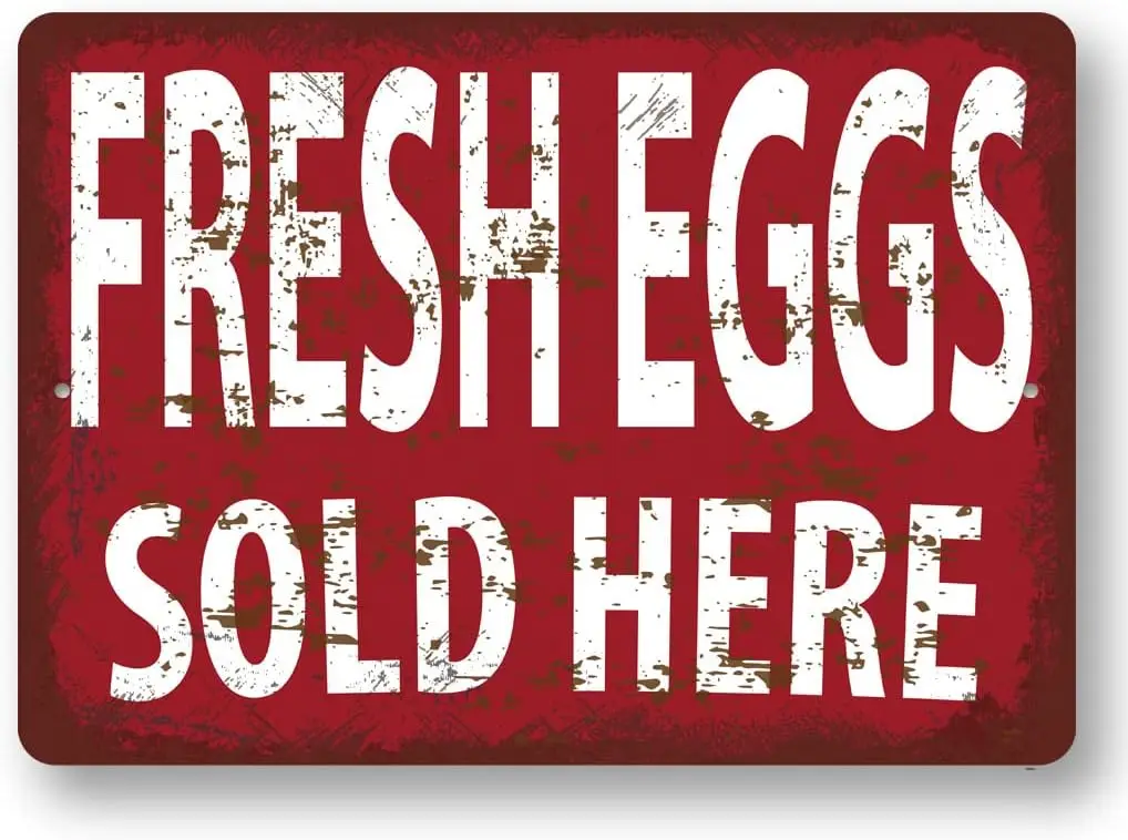 Y1,Eggs Sold Here Rustic Aluminum Metal Decor Sign - ;