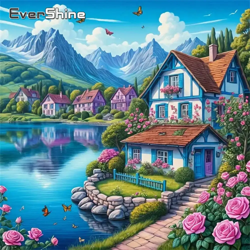 Evershine Diamant-Gemälde, Hund, Tier, Cartoon, komplett, quadratisch, rund, Diamant-Mosaik, Badezimmer, DIY-Bastelset, Heimdekoration