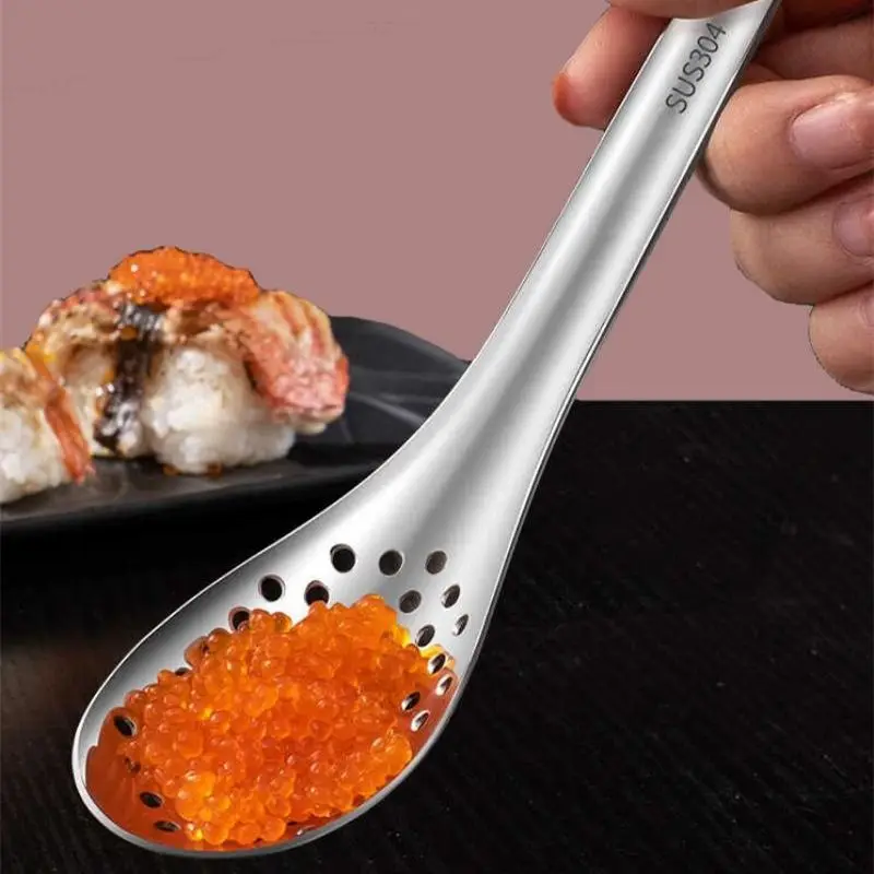 ملعقة الكافيار الجزيئية، فلتر بيض السمك، مصفاة الكافيار من الفولاذ المقاوم للصدأ، أدوات المطبخ المنزلية، ملحقات المطبخ