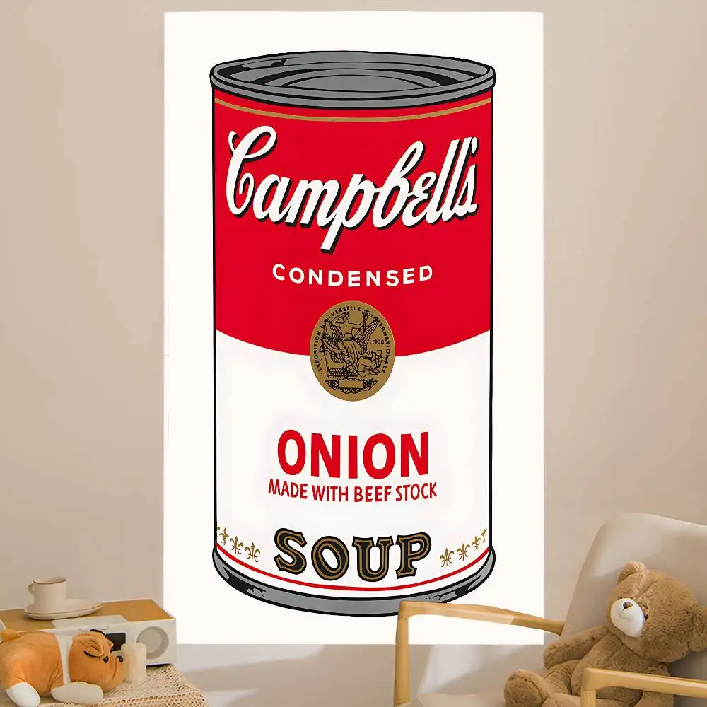 AndyS W-Warhol Pop Art Tomatensuppe zum Aufhängen, böhmischer Wandteppich, zum Aufhängen, Tarot, Hippie-Wandteppiche, Wohnheim, Heimdekoration