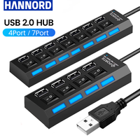 Hannord USB 2.0 Hub Adapter4/7 Port Expander Multi Splitter With Switch High Speed Data Transfer For PC Laptop Accessories