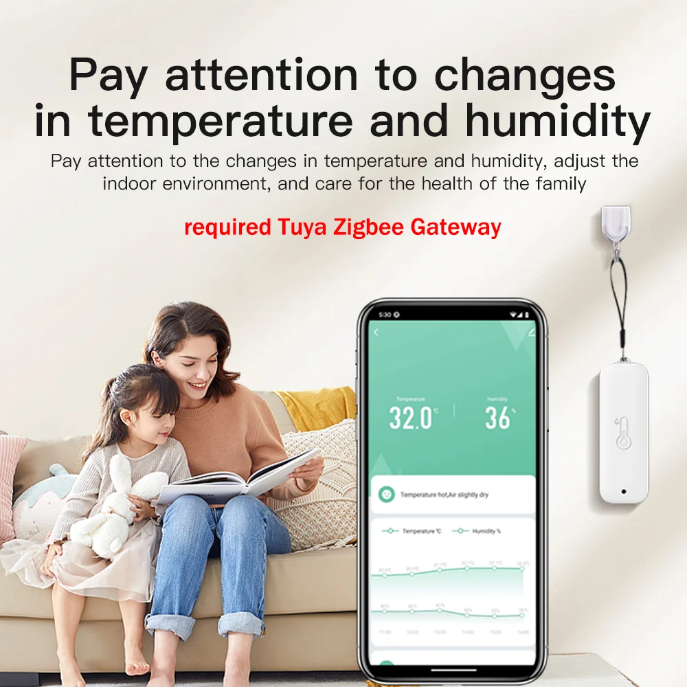 Tuya Waterproof Zigbee Temperature Sensor Humidity Sensor Hygrometer Thermometer IP65 Outdoor Work With Yandex Alexa