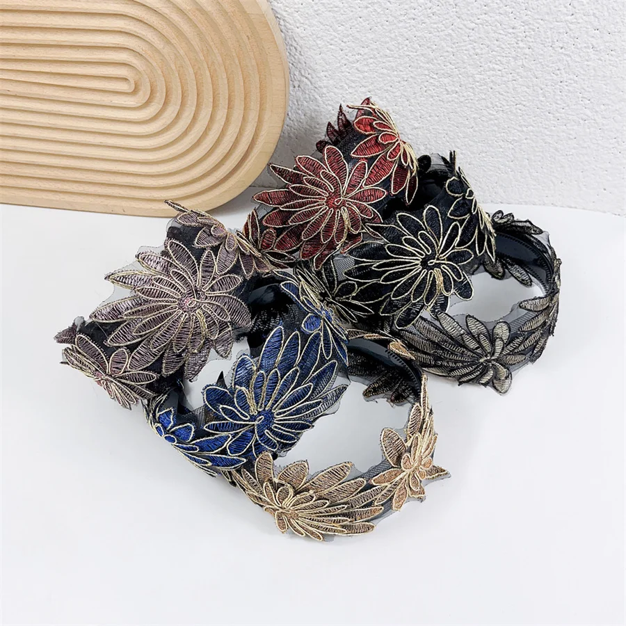 Resin Temperament Make up Fashion Design Women Hair Accessories Wide Side Hairband Korean Style Hair Wear Lace Leaves Headband