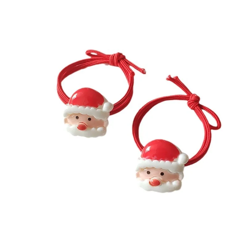 10pcs Cute Cartoon Christmas Elk Elastic Hair Bands Rubber Hair Rope Tie Girls Hair Scrunchie Ponytail Holder Gum Accessories