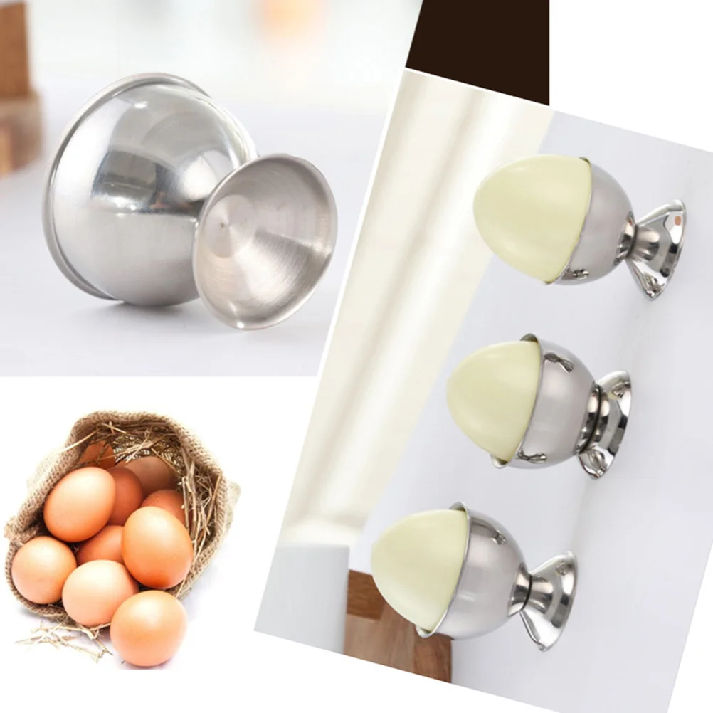 

2pcs Stainless Steel Holder Boiled Egg Stand Upright Tabletop Kitchen Tool For Breakfast Brunch Small Cup Modern Design