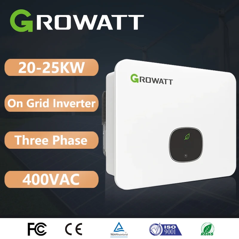 Growatt MID 15-25KTL3-X 15KW 20KW 25KW Pure Sine Wave 3 Phase Inverter On Grid Solar Inverters With 2 Mppt Trackers