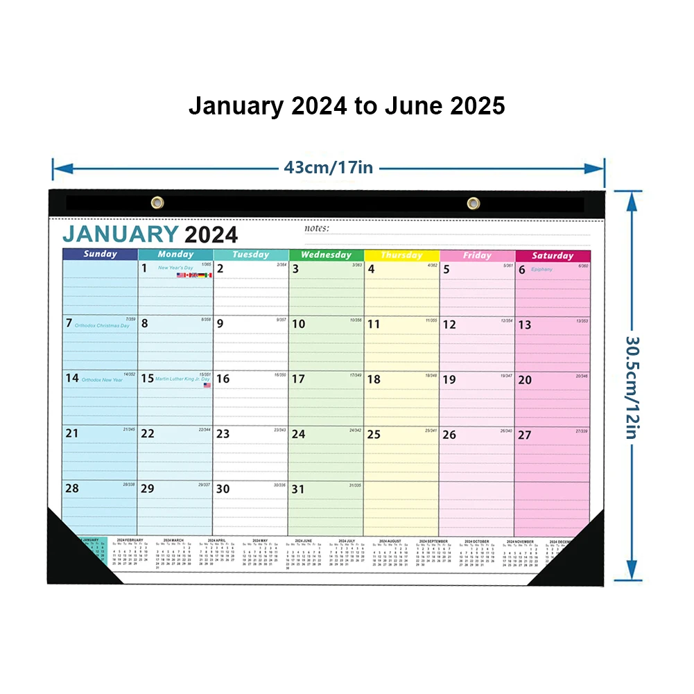 2024-2025 Desk Calendar Desktop Planning Calendar Jan 2024 - Jun 2025 To-do List & Notes Ruled Block for Planning Or Organizing