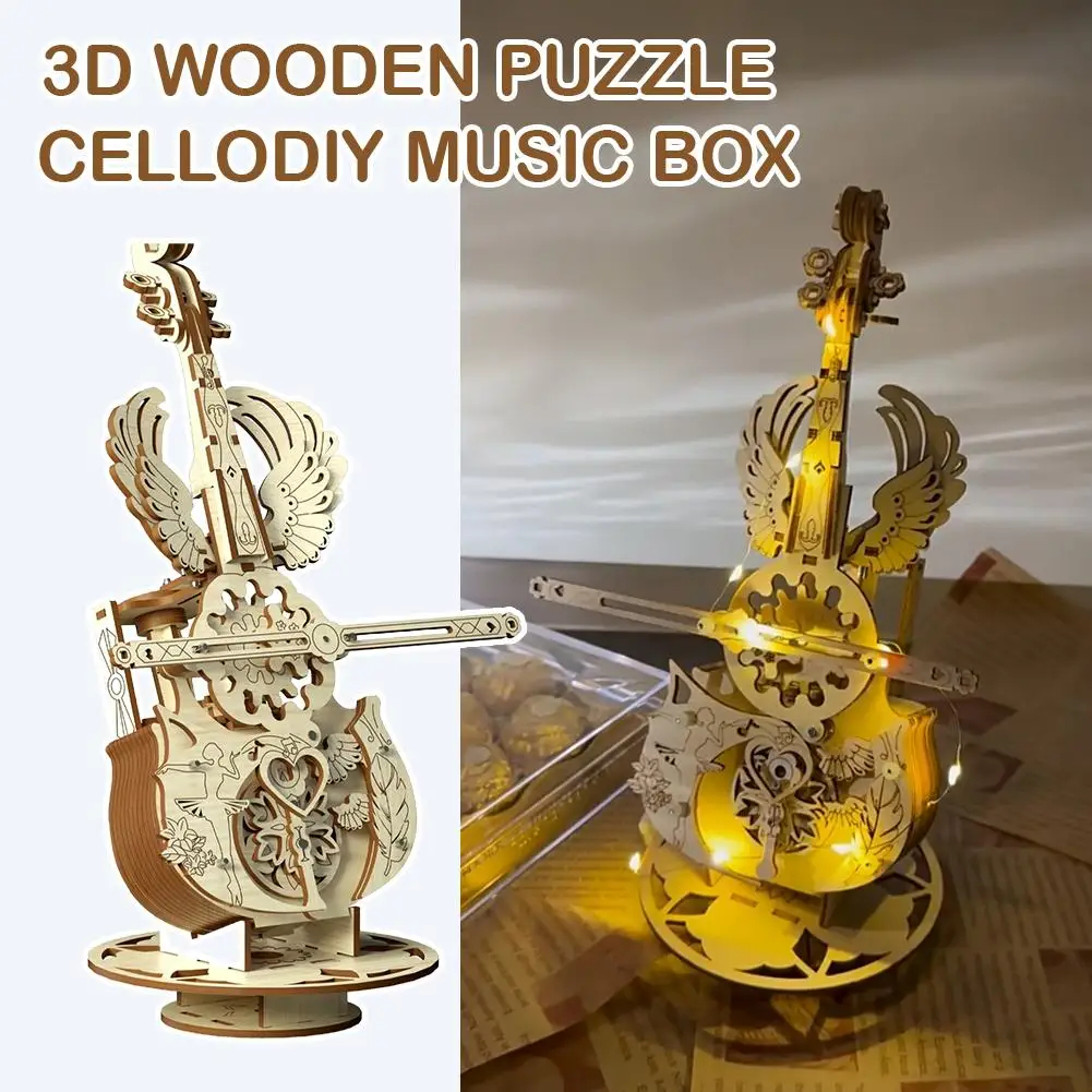 3D Wooden Puzzle Music Box Piano Model Kit DIY Assembly Musical Instrument Building Kits Home Decor Crafts Gift for Adults Kids