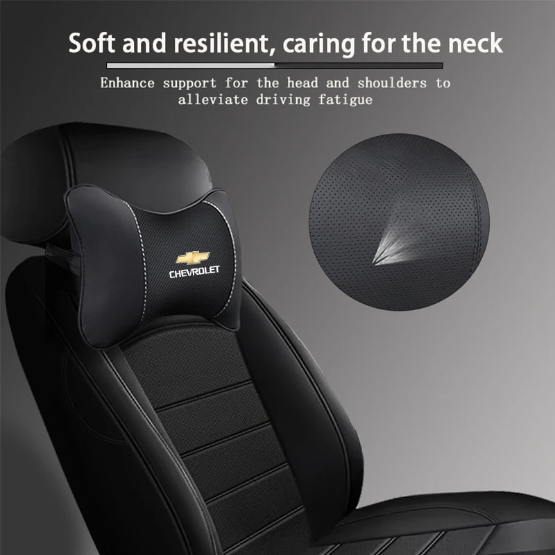 Leather Car Seat Headrest Memory Foam Comfort Neck Pillow Auto Interior For Chevrolet Equinox Tahoe Volt Trailblazer Bolt Impala