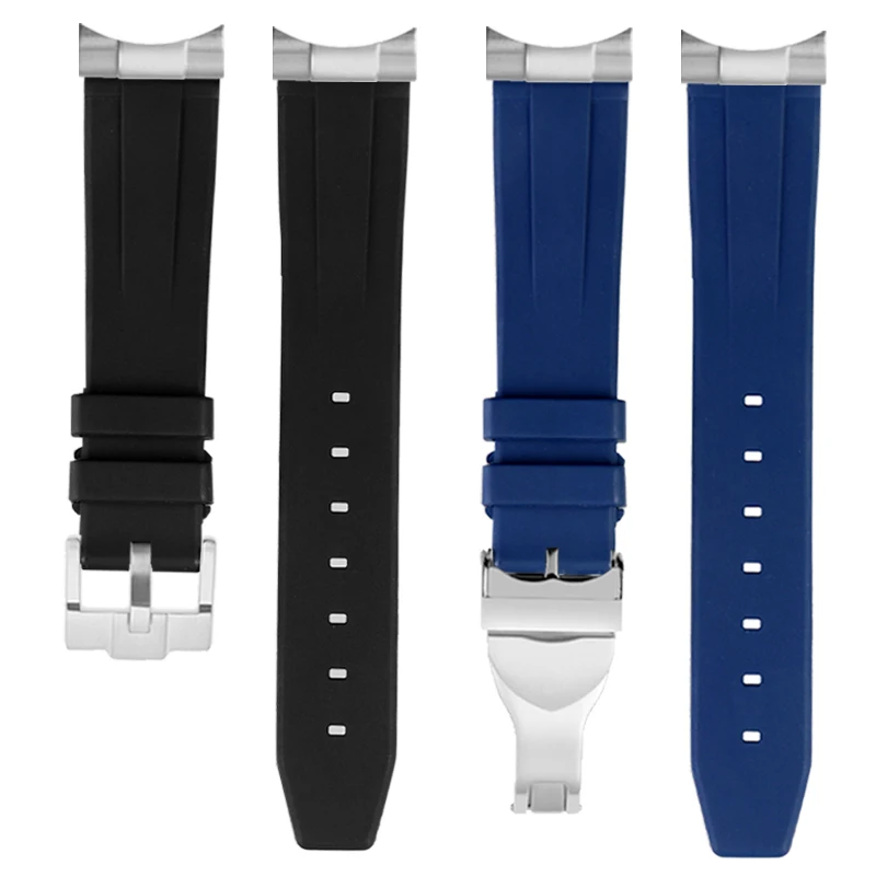 Metal Curved End port Watch strap For Tudor Biwan 1958 M79030n M79030b Men 20mm Black Blue Fluororubber Sport diving Watchband