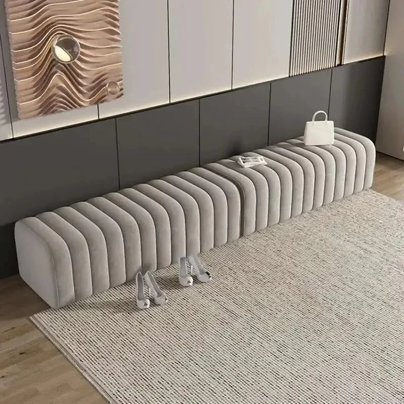 

%%INS Entrance Soft Velvet Bench Modern Bed End Bench Hall Rest Feet Sofa Foot Stool Design Decor Nordic Makeup Low Stool Furnit