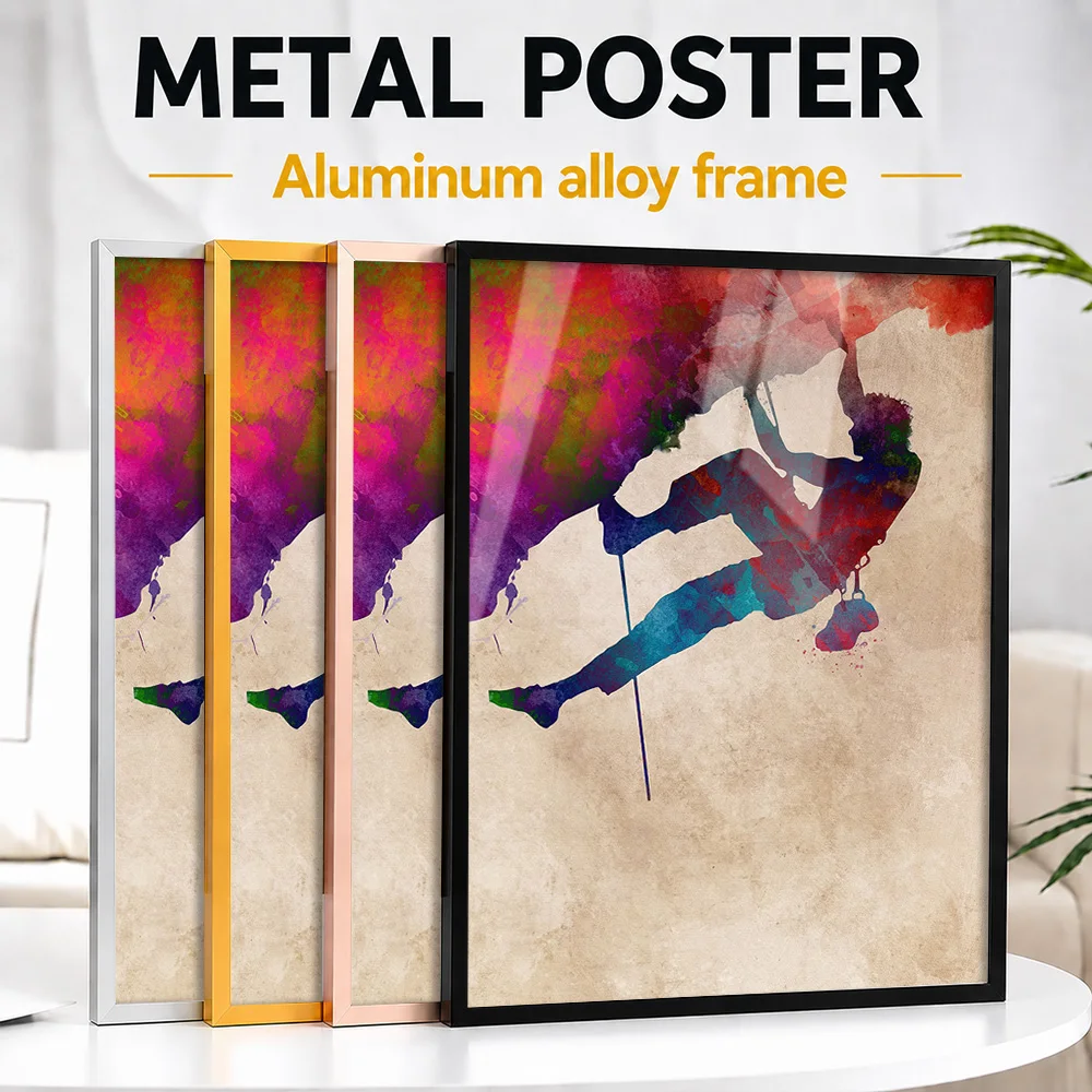 Climbing Sport Metal Poster With Aluminum Alloy Frame Personalized Photo Inspirational Training Style Wall Art For Living Room